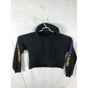 Los Angeles Lakers Sweatshirt Womens Medium Black NBA Basketball Cropped Hoodie